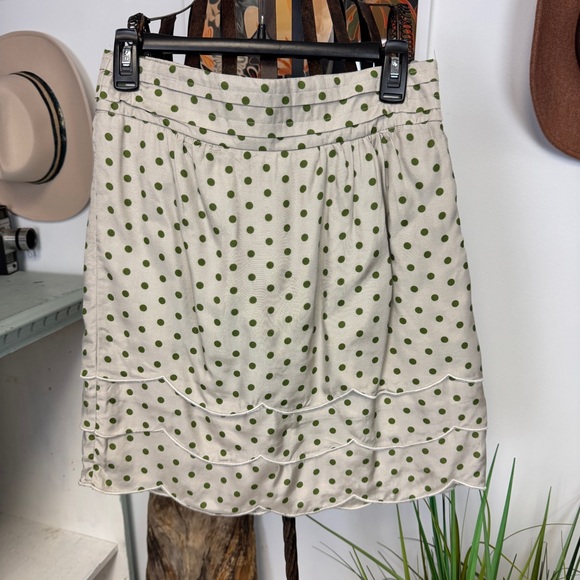 One Clothing | cream and green polka dot skirt | M - Picture 1 of 4